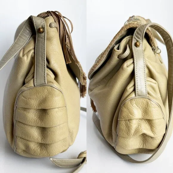 Sharif Shoulder Bag Messenger 80s Retro Snake Skin Leather Fringe Boho - Picture 5 of 10